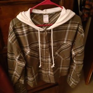Size xl hooded flannel cropped  top